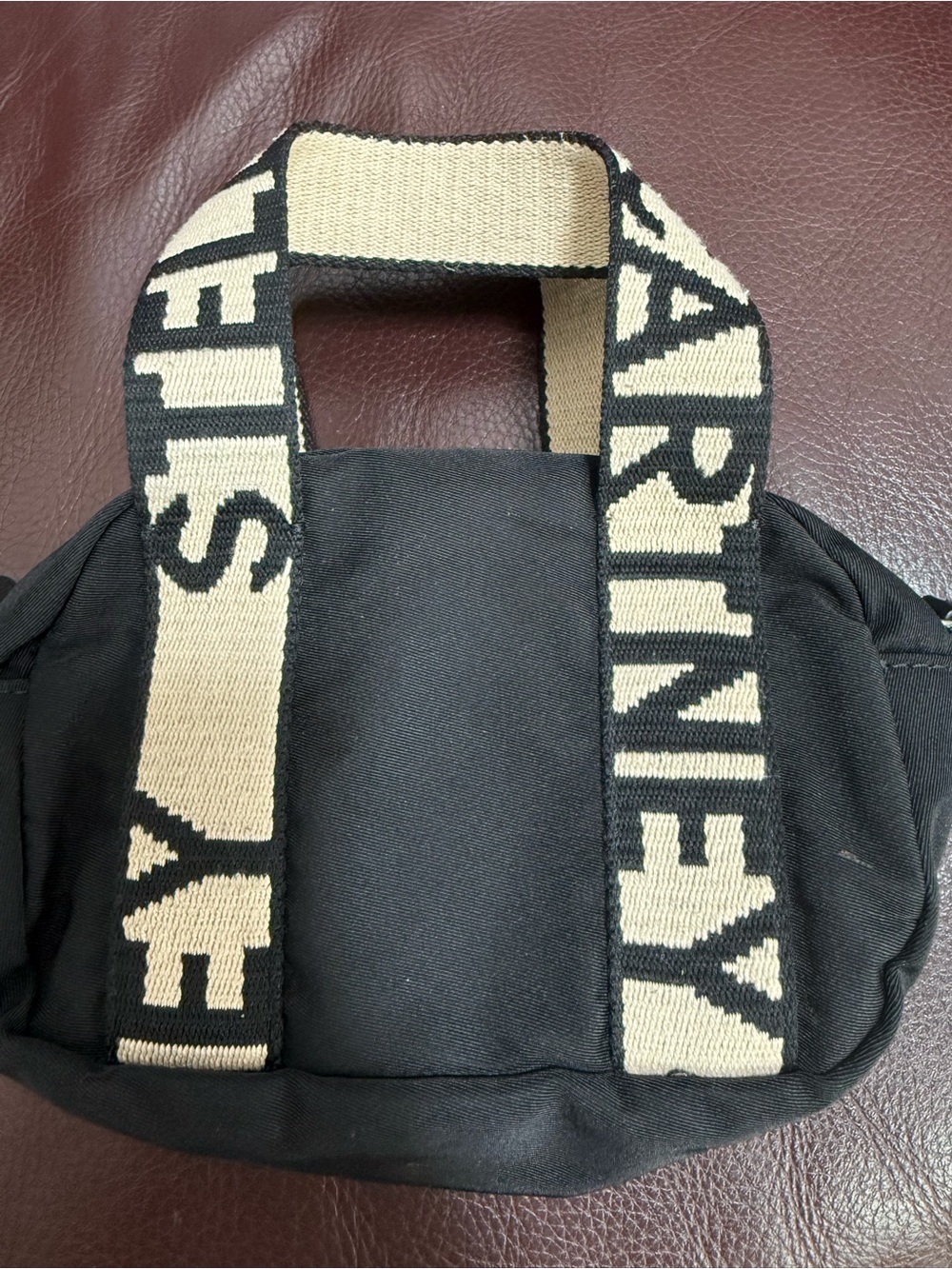 Marni Black Canvas Tote with Cream Logo Strap